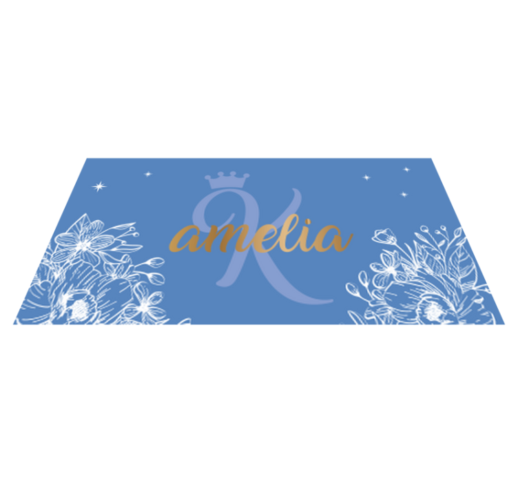 Floral name and initial teen vinyl carpet - TenStickers