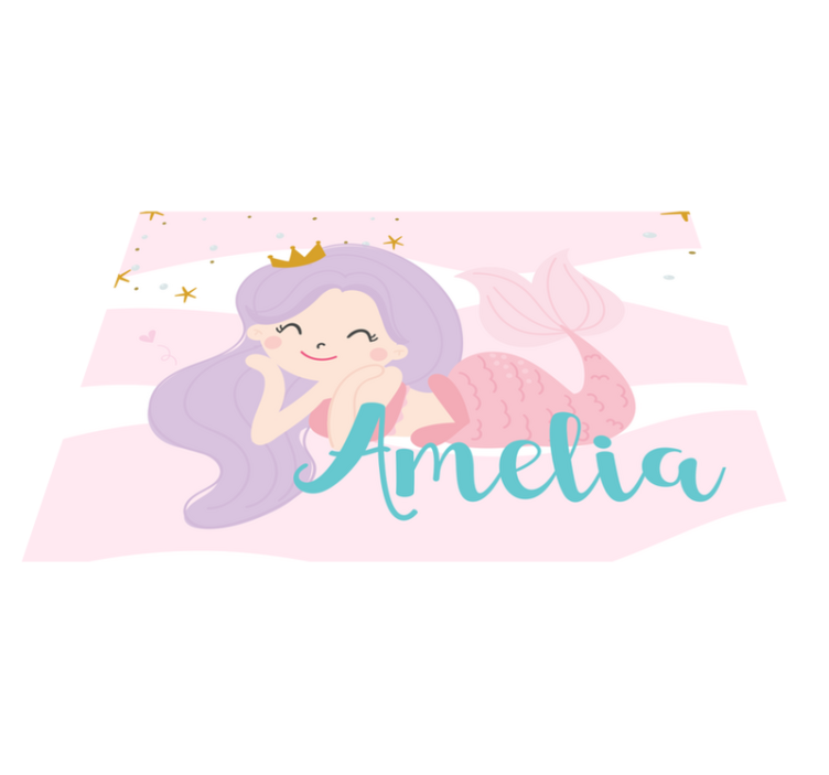 Mermaid princess  with name kids vinyl carpet - TenStickers