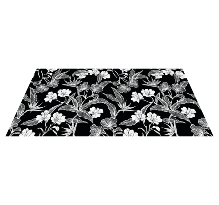 Black and white elegance floral vinyl carpet - TenStickers