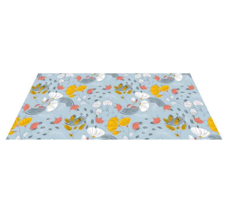 Blue pattern bloom floral vinyl carpet - TenStickers
