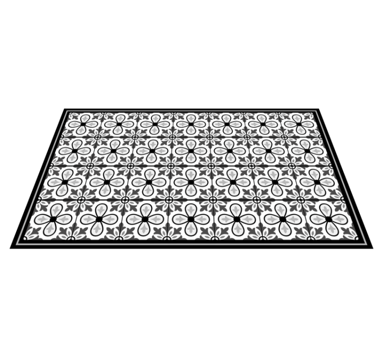 Grey floral motif tile vinyl carpet - TenStickers