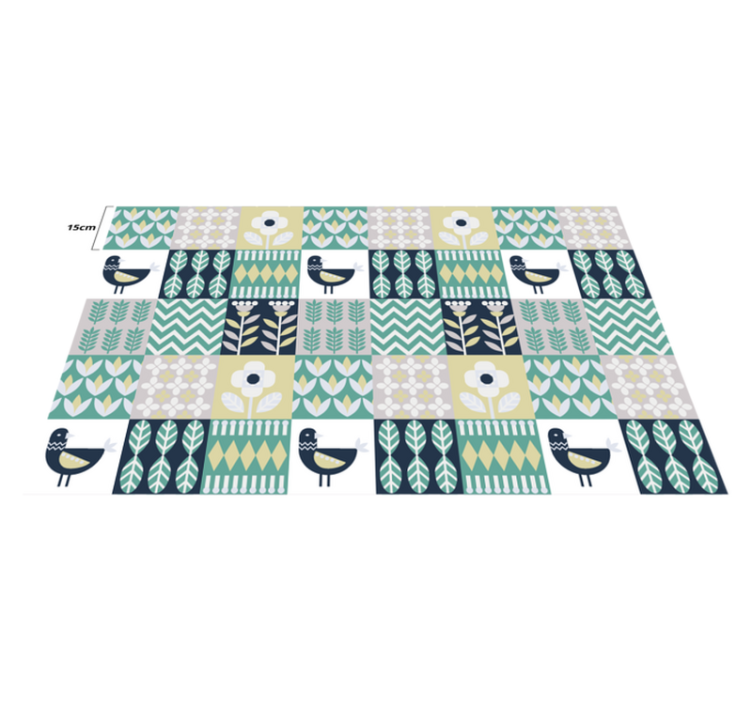 Colorful Bird Pattern tile vinyl carpet - TenStickers