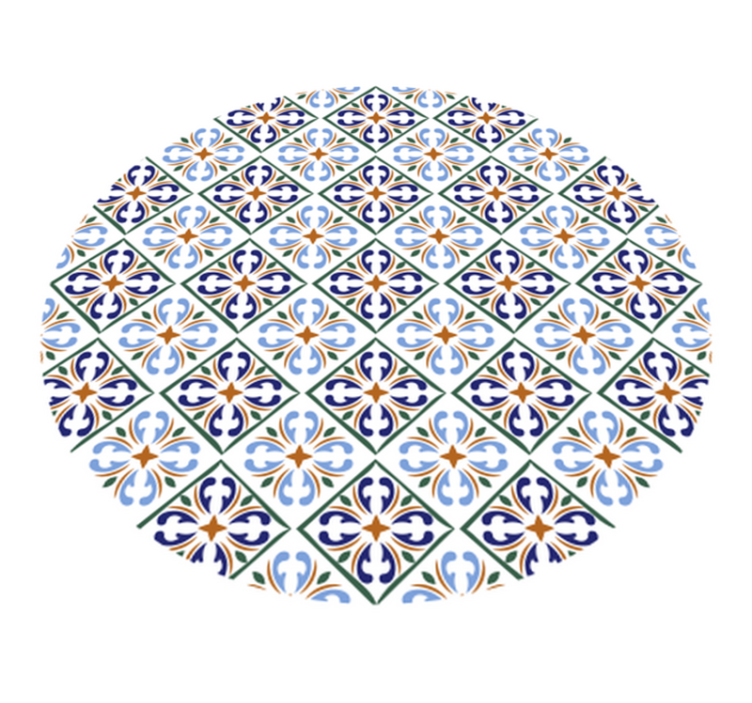 Geometric blue shades tile vinyl carpet - TenStickers