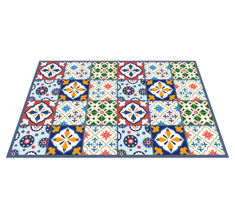 Vibrant colorful pieces tile vinyl carpet - TenStickers