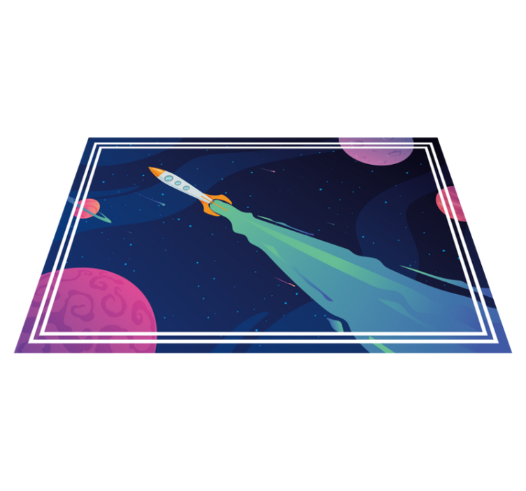 Spaceship in Orbit star vinyl carpet - TenStickers