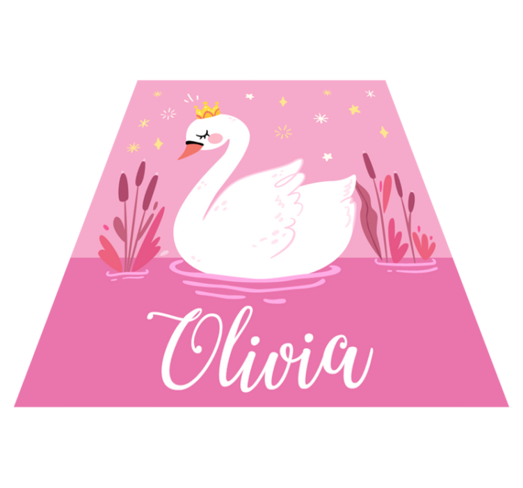 Princess swan with name kids vinyl carpet - TenStickers