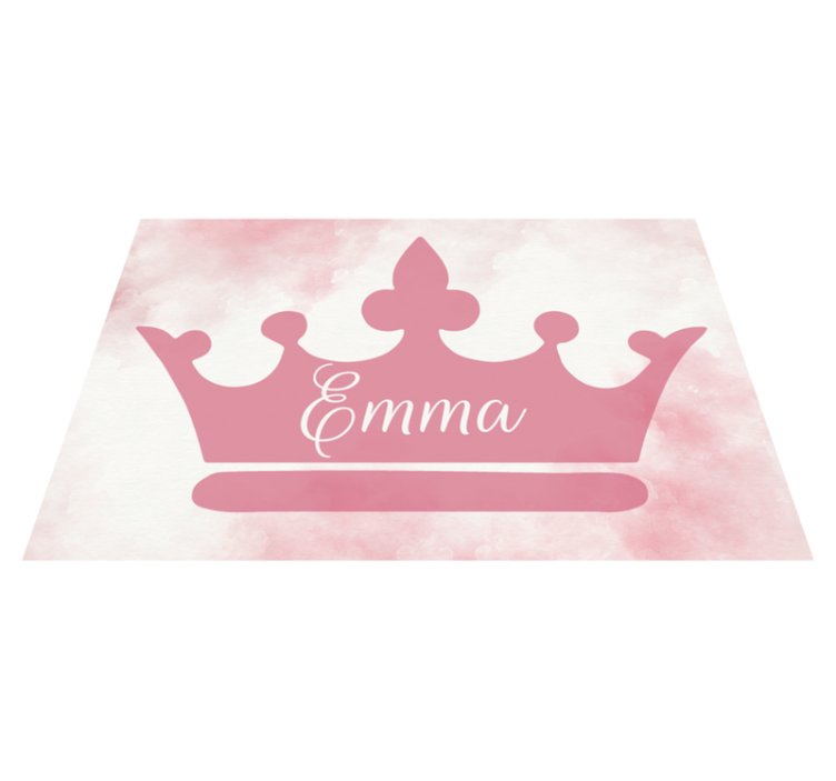 Pink crown with name kids vinyl carpet - TenStickers