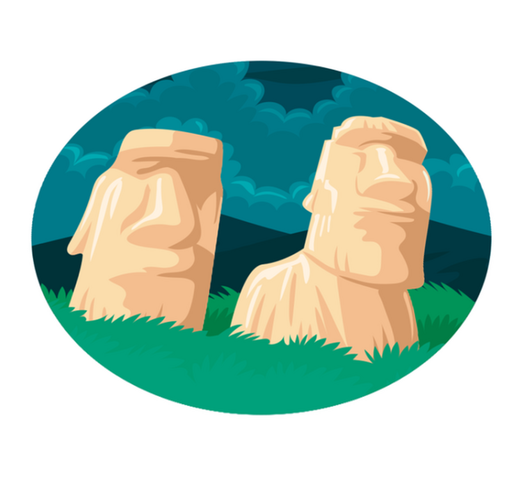 Moai Statues Silhouette world map vinyl carpet - TenStickers