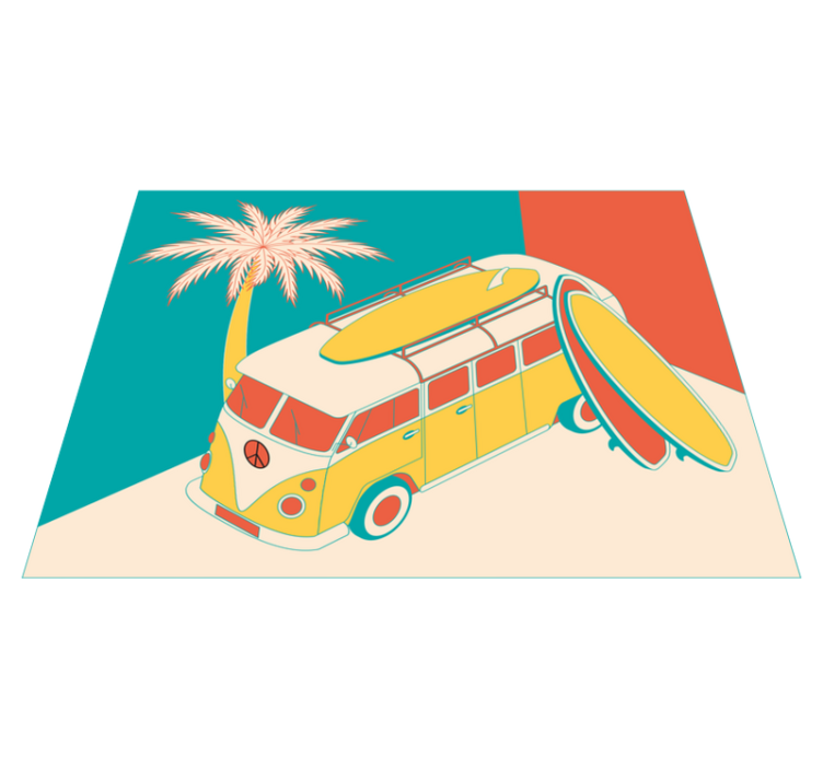 Surfing Van Adventure vintage vinyl carpet - TenStickers