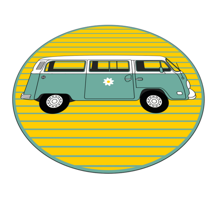 VINTAGE VAN WITH DAISY star vinyl carpet - TenStickers