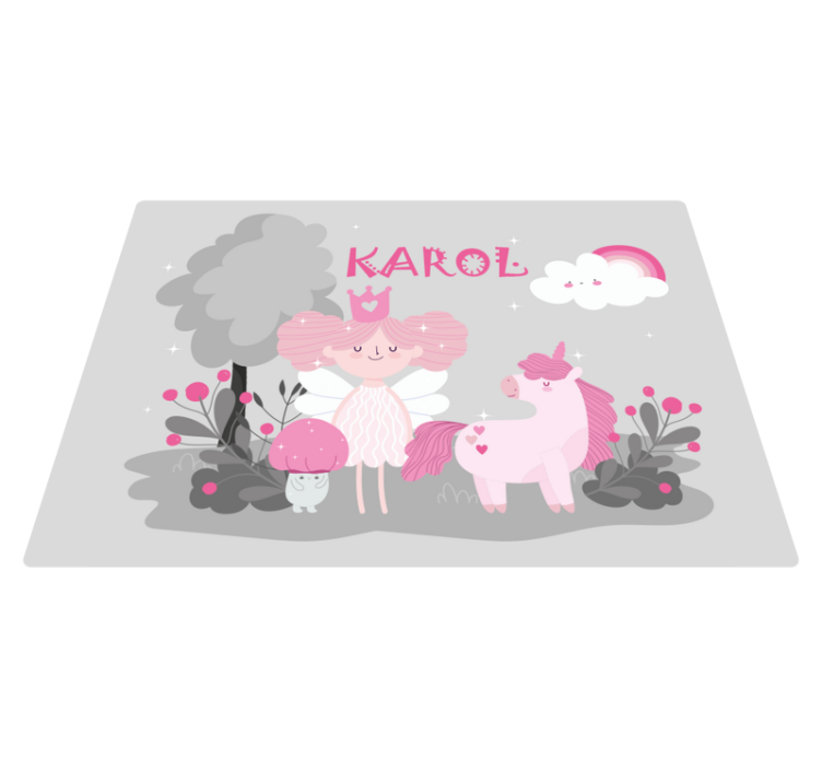 Fairy tale scene with name kids vinyl carpet - TenStickers