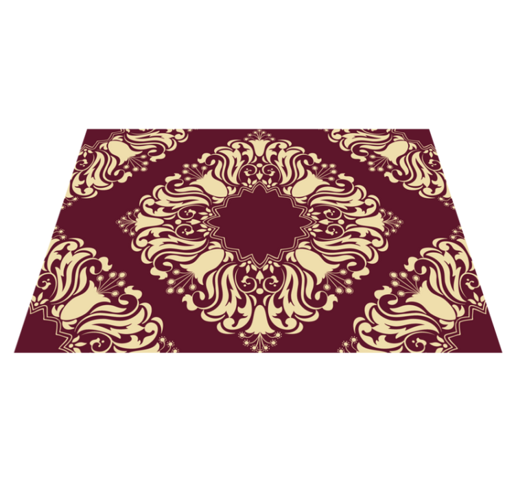 Burgundy Floral Pattern mosaic vinyl carpet - TenStickers
