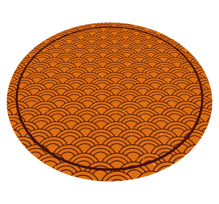 Orange Wave Pattern circular vinyl carpet - TenStickers