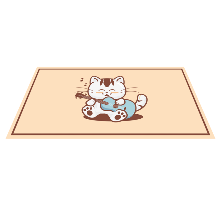 Happy cat musician animal vinyl carpet - TenStickers