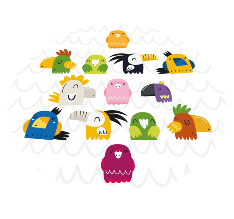 Colorful Bird Faces kids vinyl carpet - TenStickers