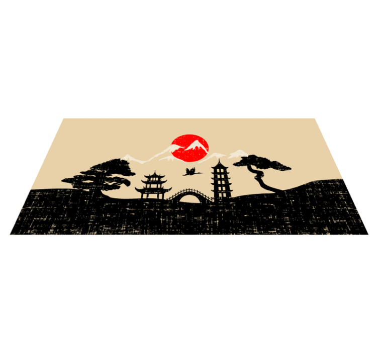Japanese Landscape Scene bedroom vinyl carpet - TenStickers