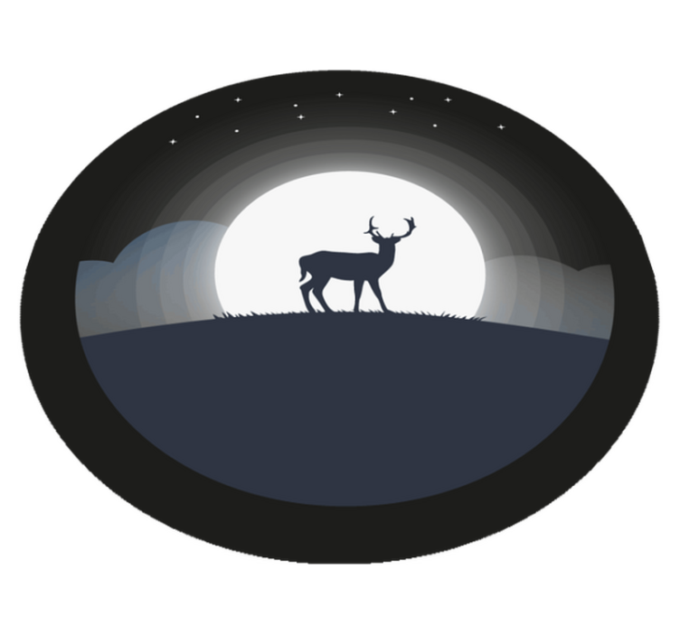 Stag Under Moon circular vinyl carpet - TenStickers