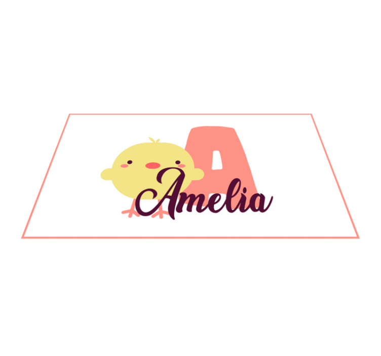 Chick with name and initial nursery vinyl carpet - TenStickers