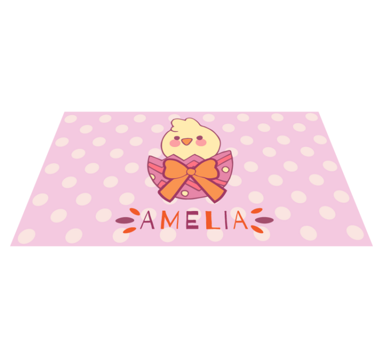 Pink chick with name nursery vinyl carpet - TenStickers