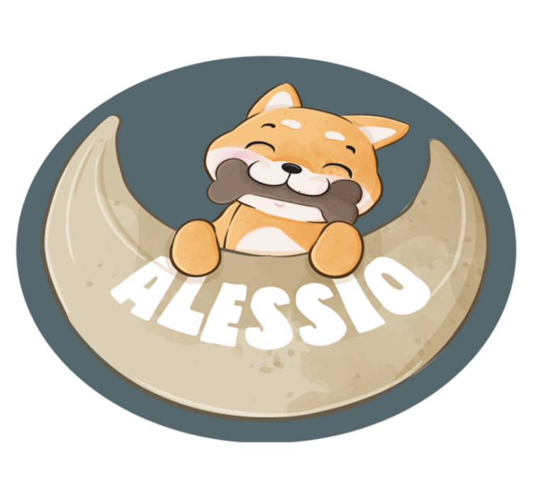 Puppy with bone and name kids vinyl carpet - TenStickers