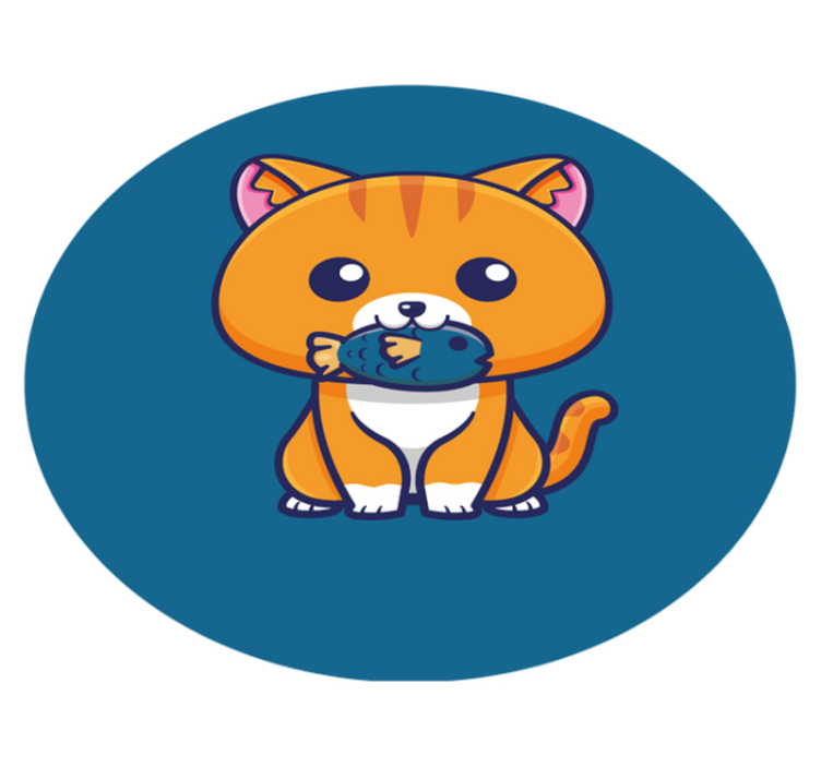 Cartoon Feline Circle animal vinyl carpet - TenStickers