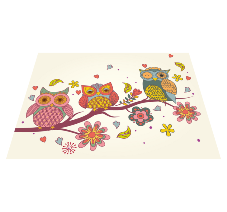 Charming Owl Trio animal vinyl carpet - TenStickers