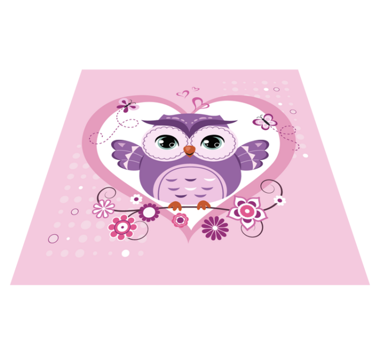 CUTE OWL HEART kids vinyl carpet - TenStickers