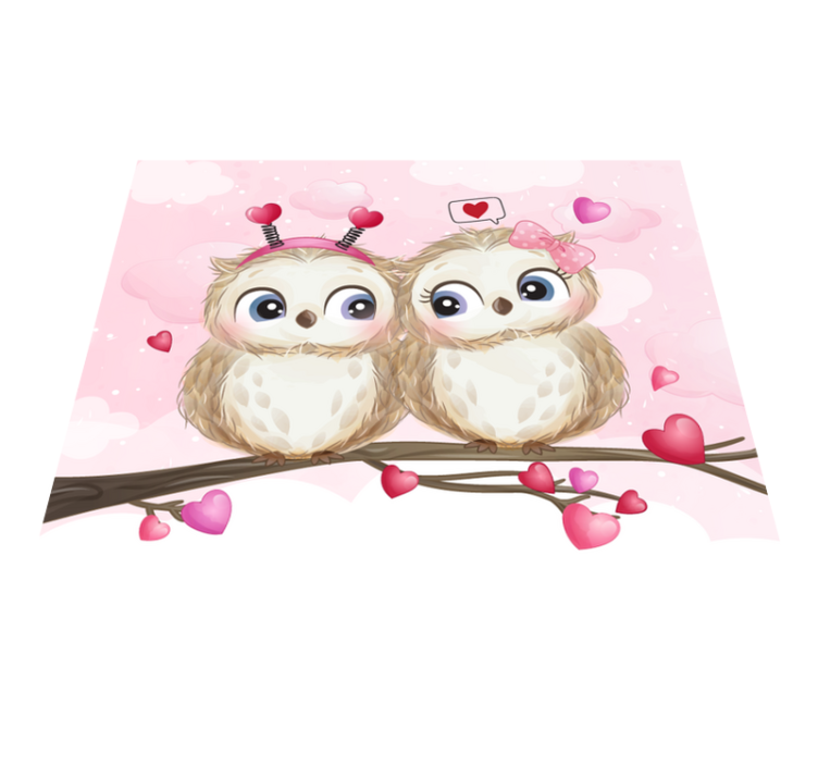 Cute owl couple bedroom vinyl carpet - TenStickers