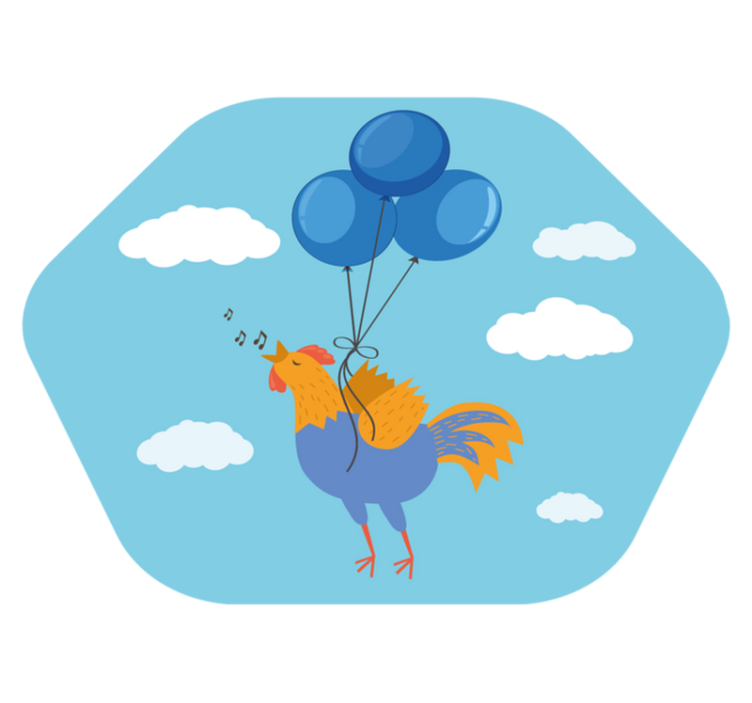 Cheerful Rooster Balloons kids vinyl carpet - TenStickers
