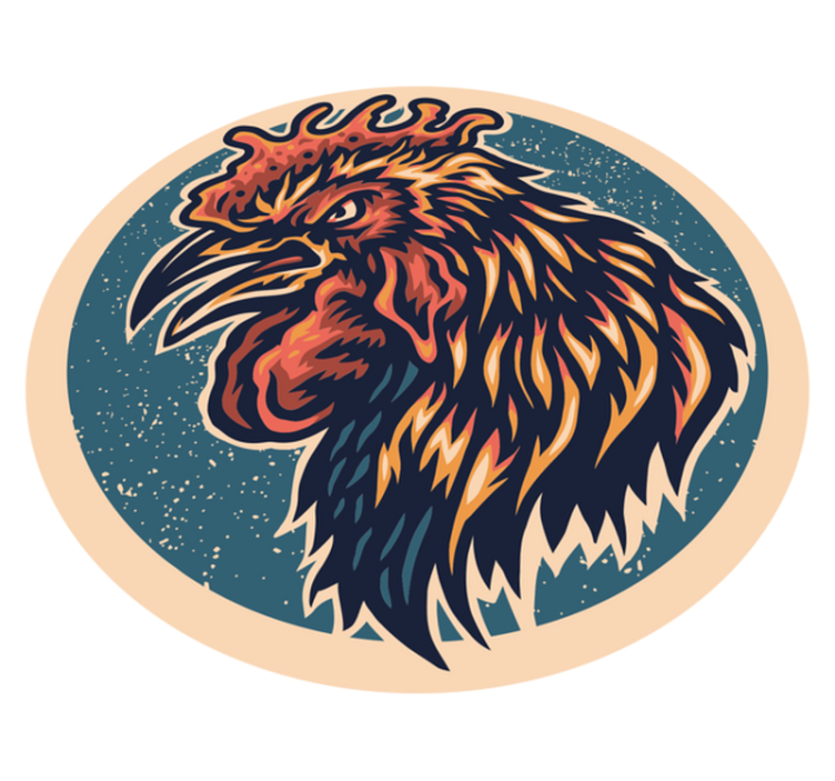 Rooster Head Illustration teen vinyl carpet - TenStickers