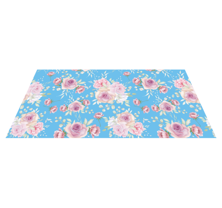 ROSE BLOSSOMS ON BLUE floral vinyl carpet - TenStickers