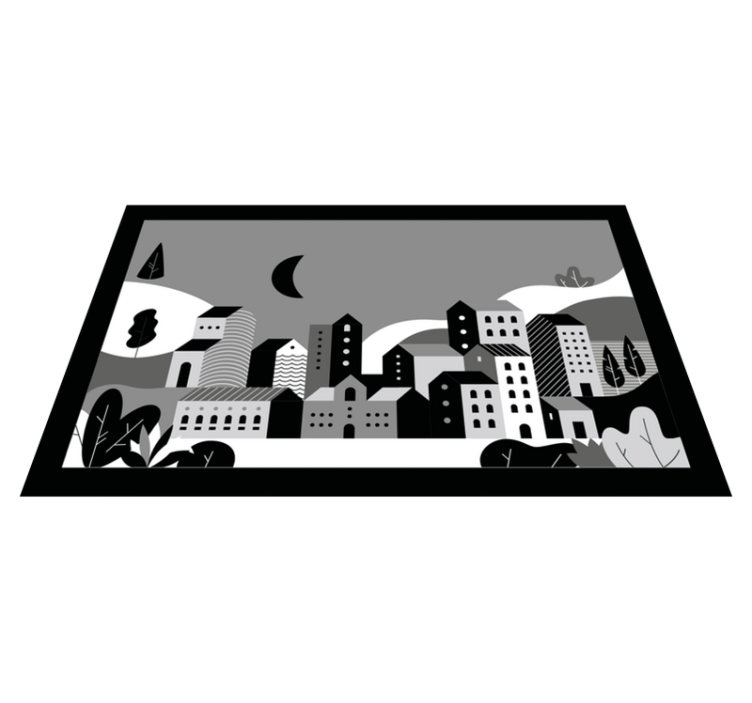 Cityscape Black and White modern vinyl carpet - TenStickers