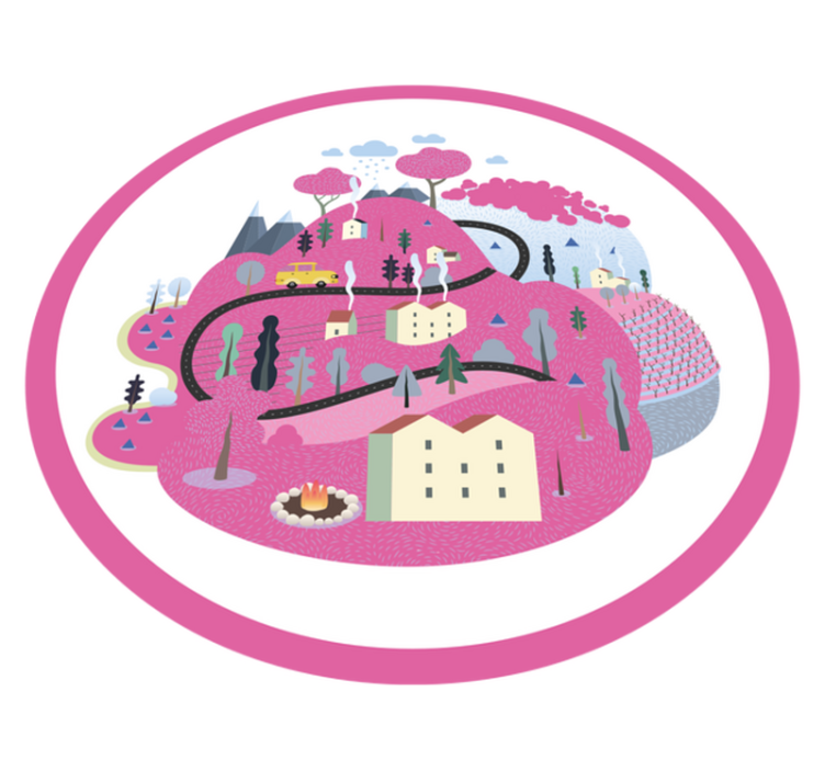 Colorful Village Scene road vinyl carpet - TenStickers