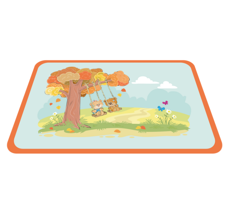 Baby bears on swings kids vinyl carpet - TenStickers