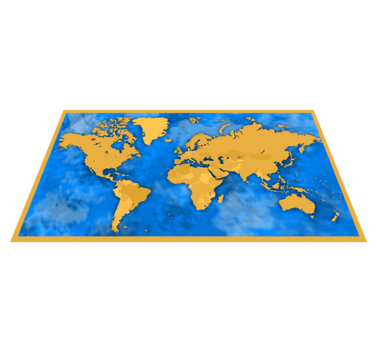 Golden and blue map world map vinyl carpet - TenStickers