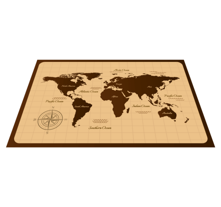 Brown vintage design world map vinyl carpet - TenStickers