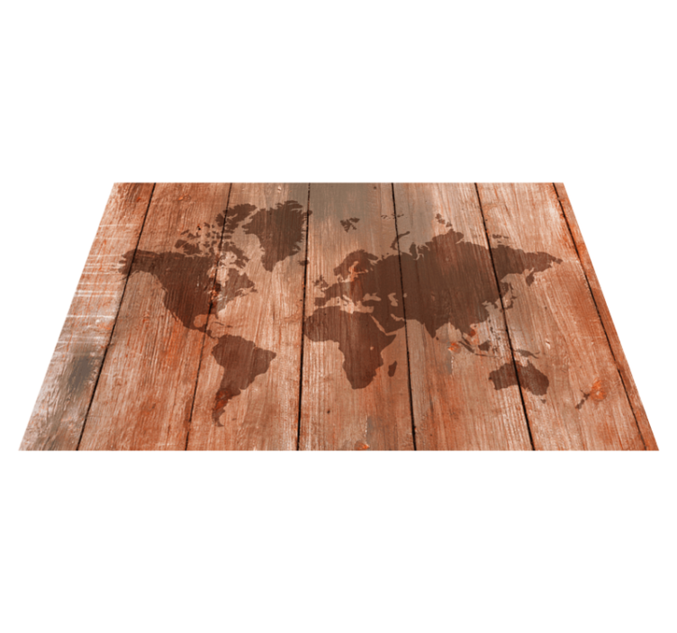 Wooden map effect world map vinyl carpet - TenStickers