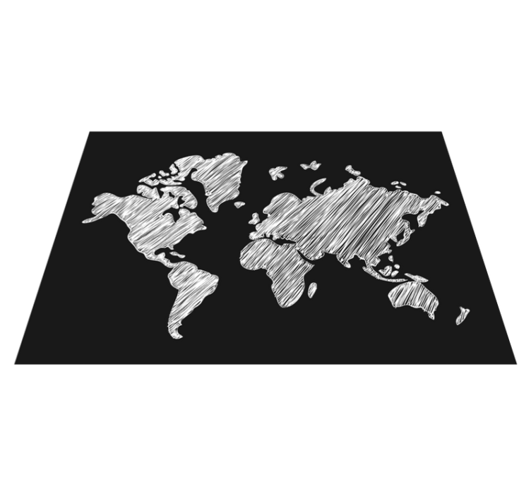 Chalkboard grey design world map vinyl carpet - TenStickers