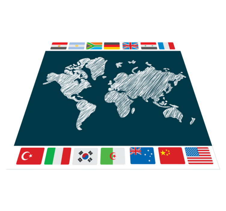 World map vinyl carpet global map artwork - TenStickers