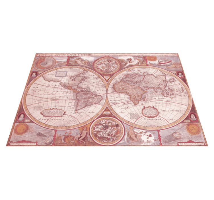Vintage Globe Chart world map vinyl carpet - TenStickers
