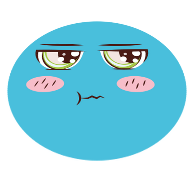 Sad Cartoon Face circular vinyl carpet - TenStickers