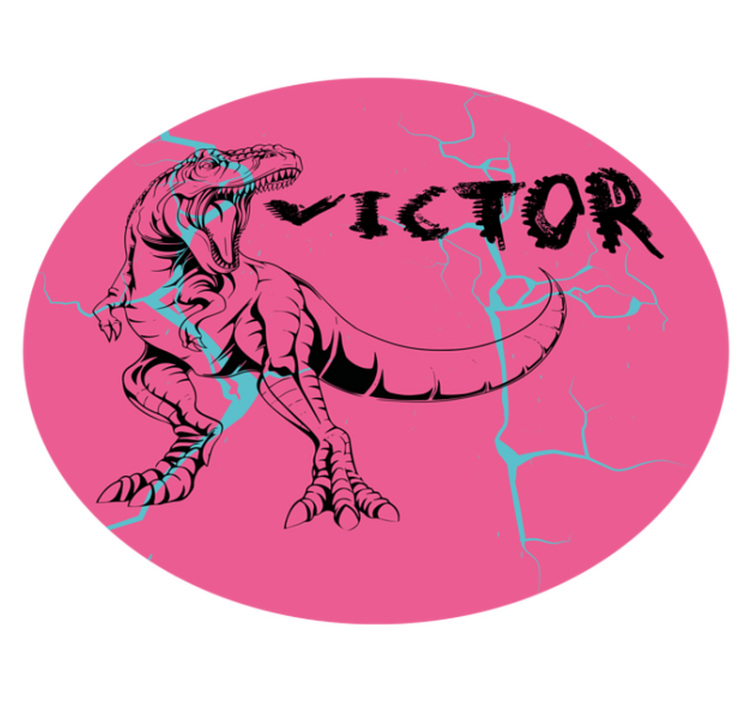Pink T-Rex with name kids vinyl carpet - TenStickers