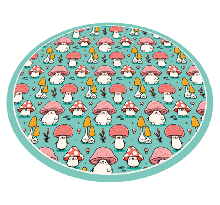 Adorable Mushroom Figures nature vinyl carpet - TenStickers