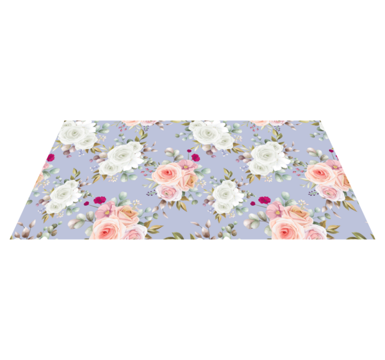 Watercolor blue and purple  floral rug - TenStickers