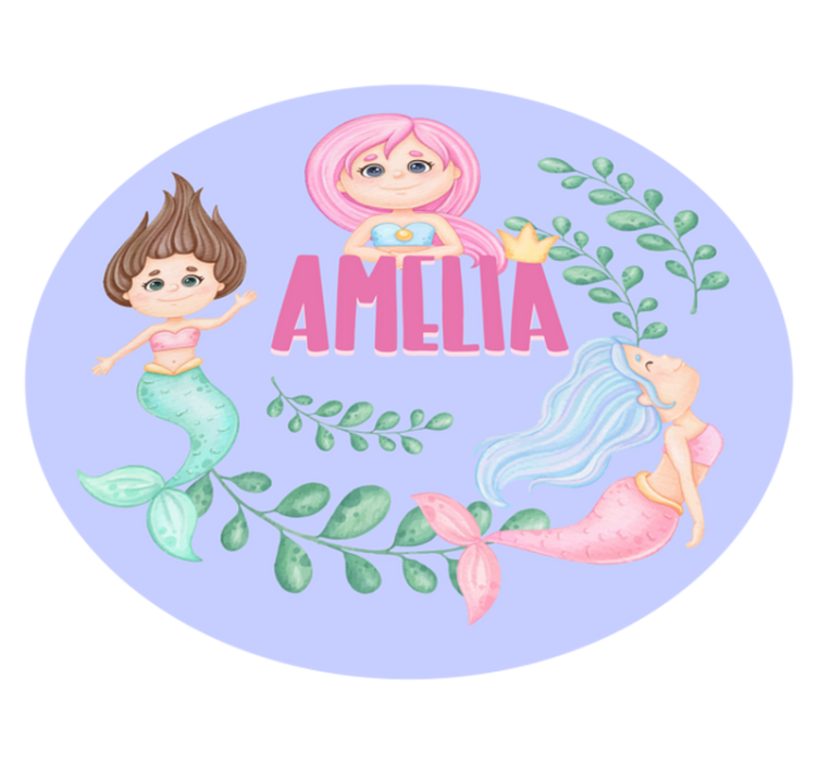 Mermaid friends with name kids vinyl carpet - TenStickers