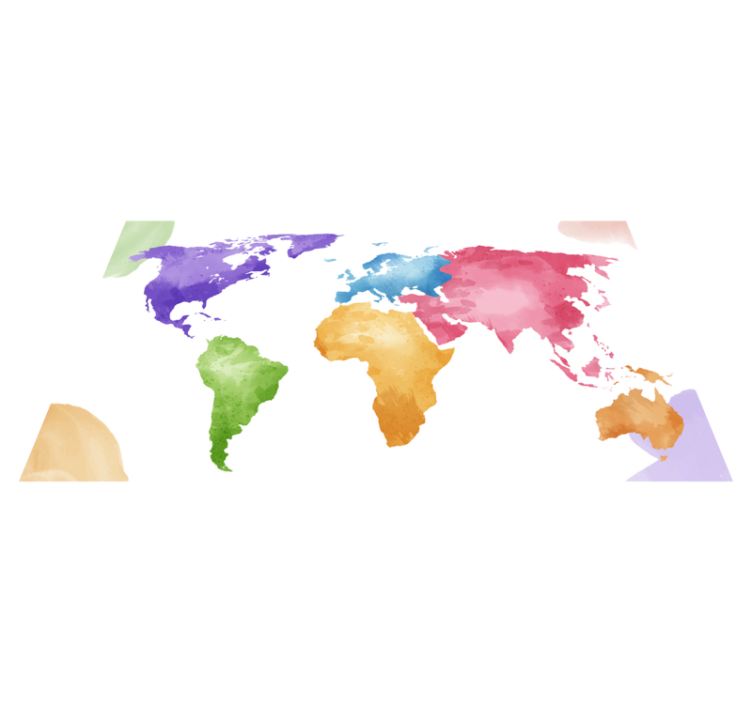 Colorful continents world map vinyl carpet - TenStickers