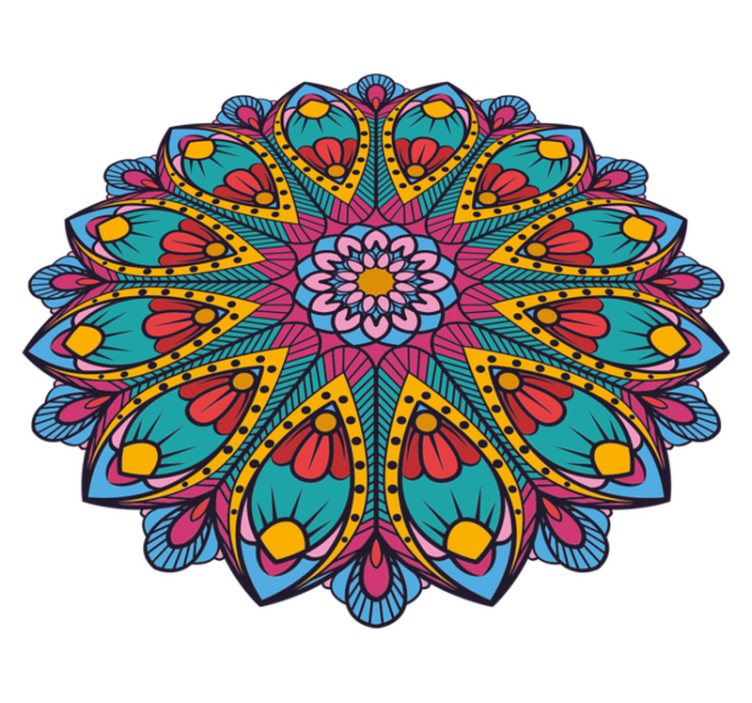 Colorful Floral Illustration mandala vinyl carpet - TenStickers