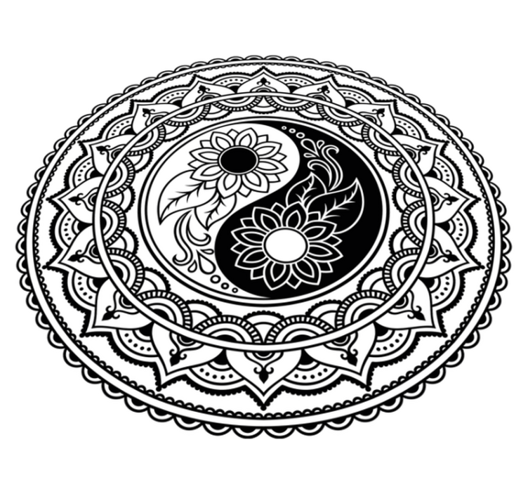 YIN YANG SUNFLOWERS mandala vinyl carpet - TenStickers