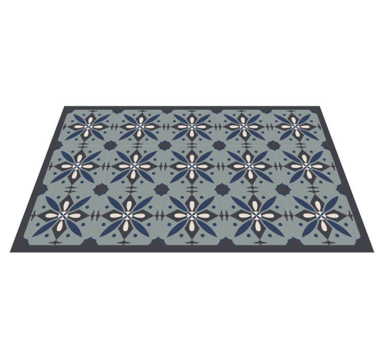 Grey botanical motif tile vinyl carpet - TenStickers