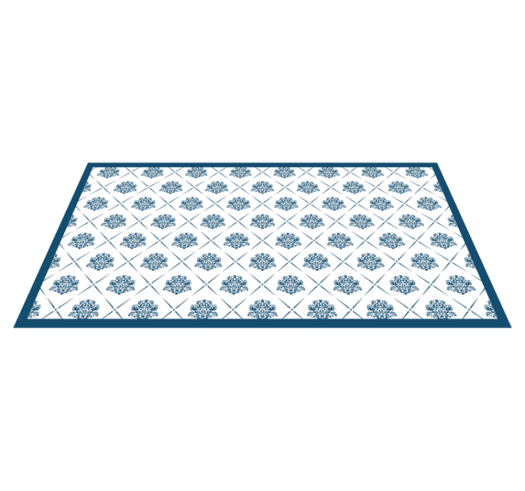 Floral blue motif bathroom vinyl carpet - TenStickers